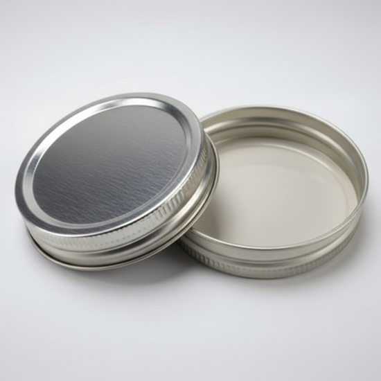 Two metal lids on a white background