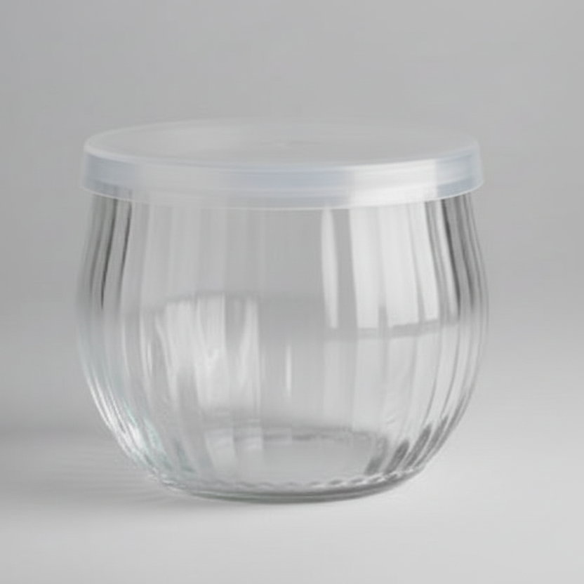 Fluted Flint Votive, 6 oz with lid Packed 12