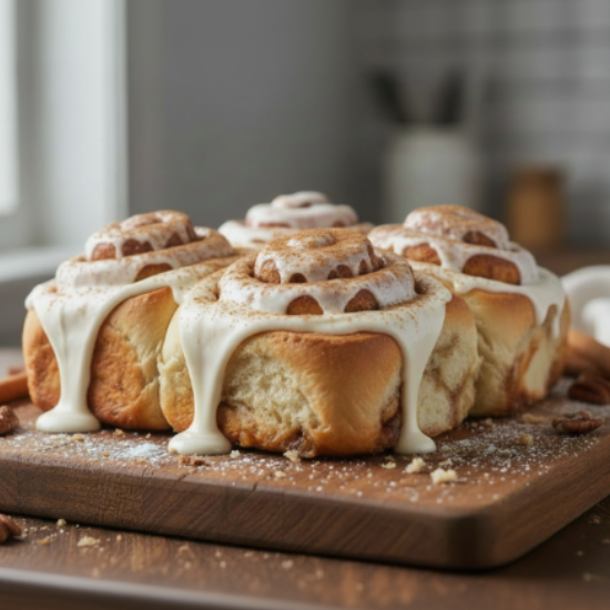 indulgent cinnamon buns fresh from the oven.