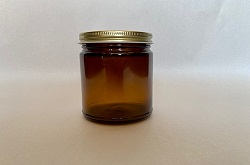 Amber Straight Sided 9 oz Jar,12 per case, Lid Separate #2