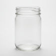 Clear glass jar on a white background