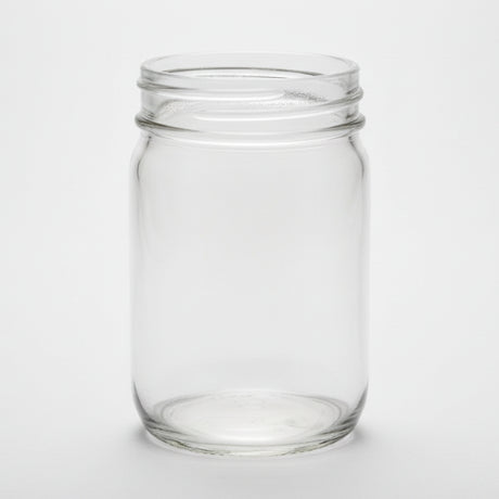 Clear glass jar on a white background