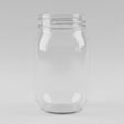 Clear glass container on a grey surface