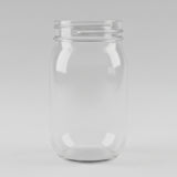 Clear glass container on a grey surface