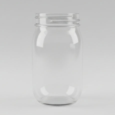 Clear glass container on a grey surface