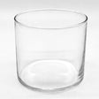 Clear glass candle holder on a white background