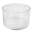 Clear glass bowl on a white background