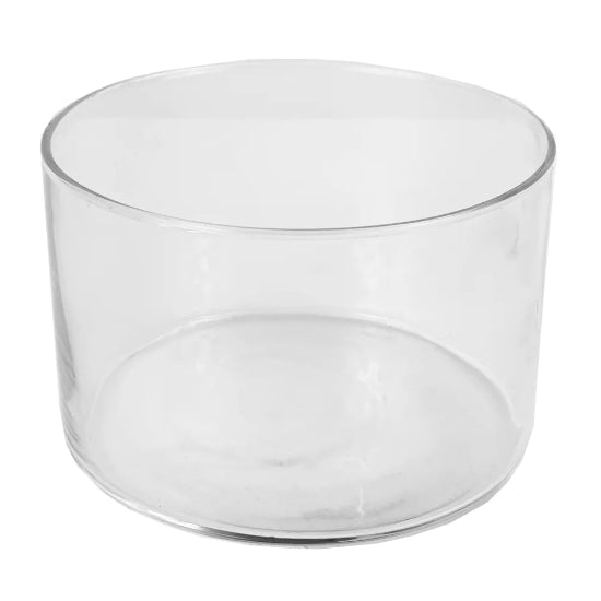 Clear glass bowl on a white background