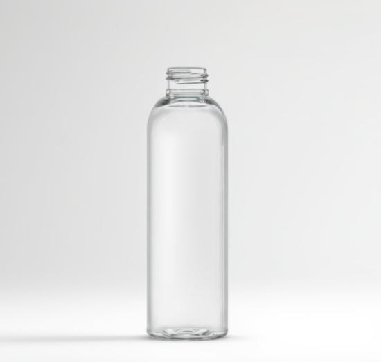 Clear bottle on a white background
