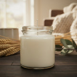Clear glass jar on a white background