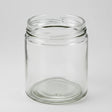Clear glass jar on a white background