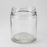 Clear glass jar on a white background
