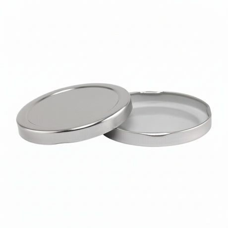 Two silver lids on a white background