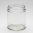 Clear glass jar on a white background