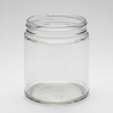 Clear glass jar on a white background