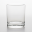 Clear glass tumbler on a white background