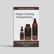 Book cover of 'Simple Labeling & Regulations' by Debbie May with images of soap bottles on a gray background