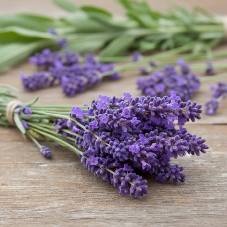 Bouquet of lavender on a wooden surface
