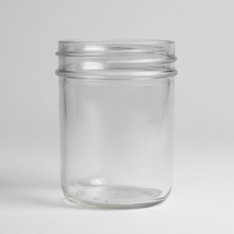 Clear glass jar on a white background