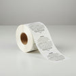 roll of white warning labels 1.5 inches