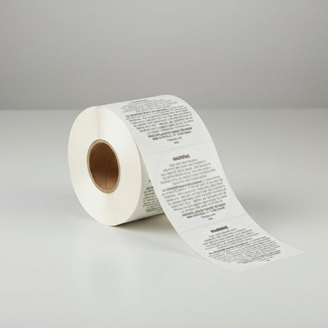 roll of white warning labels 1.5 inches