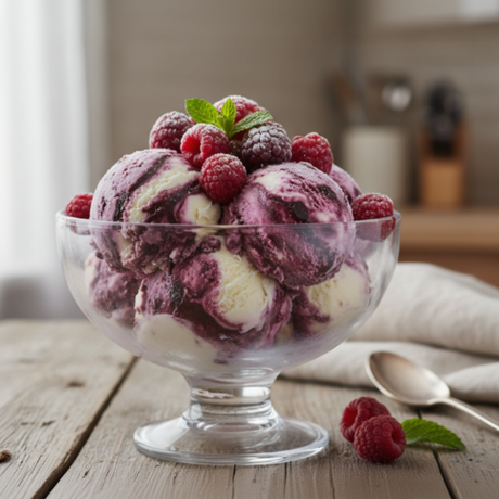 delicious bowl of black raspberry vanilla ice cream