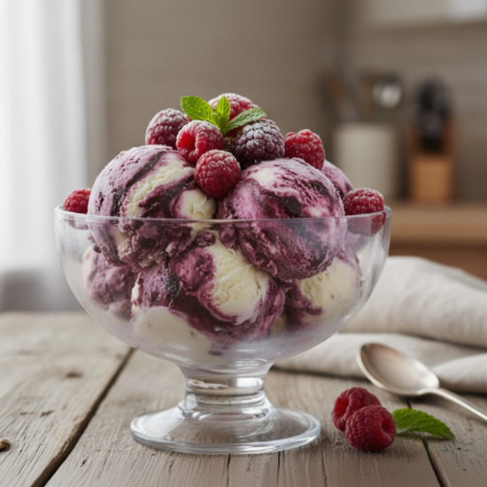 delicious bowl of black raspberry vanilla ice cream