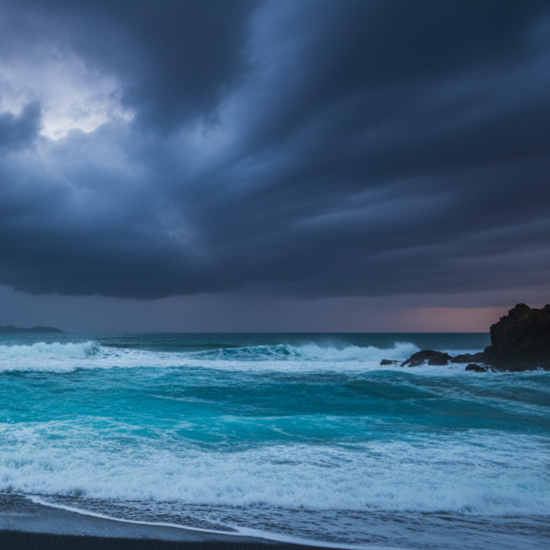 dramatic photo of storm over the  Black Sea coast.