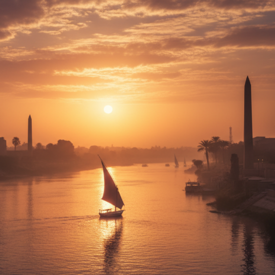 The sun is rising over the Nile, the air still cool, the streets hushed—but you can feel the history humming beneath it all. This is Egypt in the early light: layered, opulent, and a little mysterious. steeped in old-world mystery