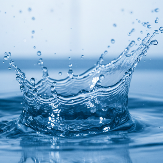 Close-up of water splashing with a blue tint