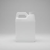 Clear plastic container with a white cap on a dark gray background