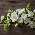 gardenia tuberose flower on a weathered wooden background