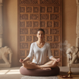 meditation space. person meditating as part of wellness routine. slight haze in the air. very calm