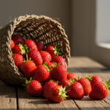 a basket of juicy ripe strawberries. 